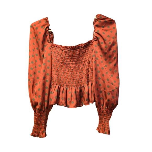 Zara Polka Dot Puff Sleeve Crop Top - Stylish & Fun! - Picture 2 of 6